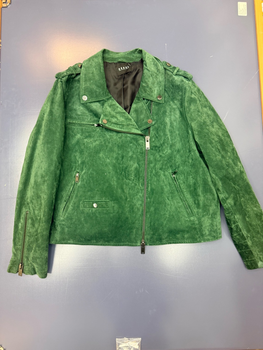 Rebels Green Suede Motorcycle Bomber Jacket